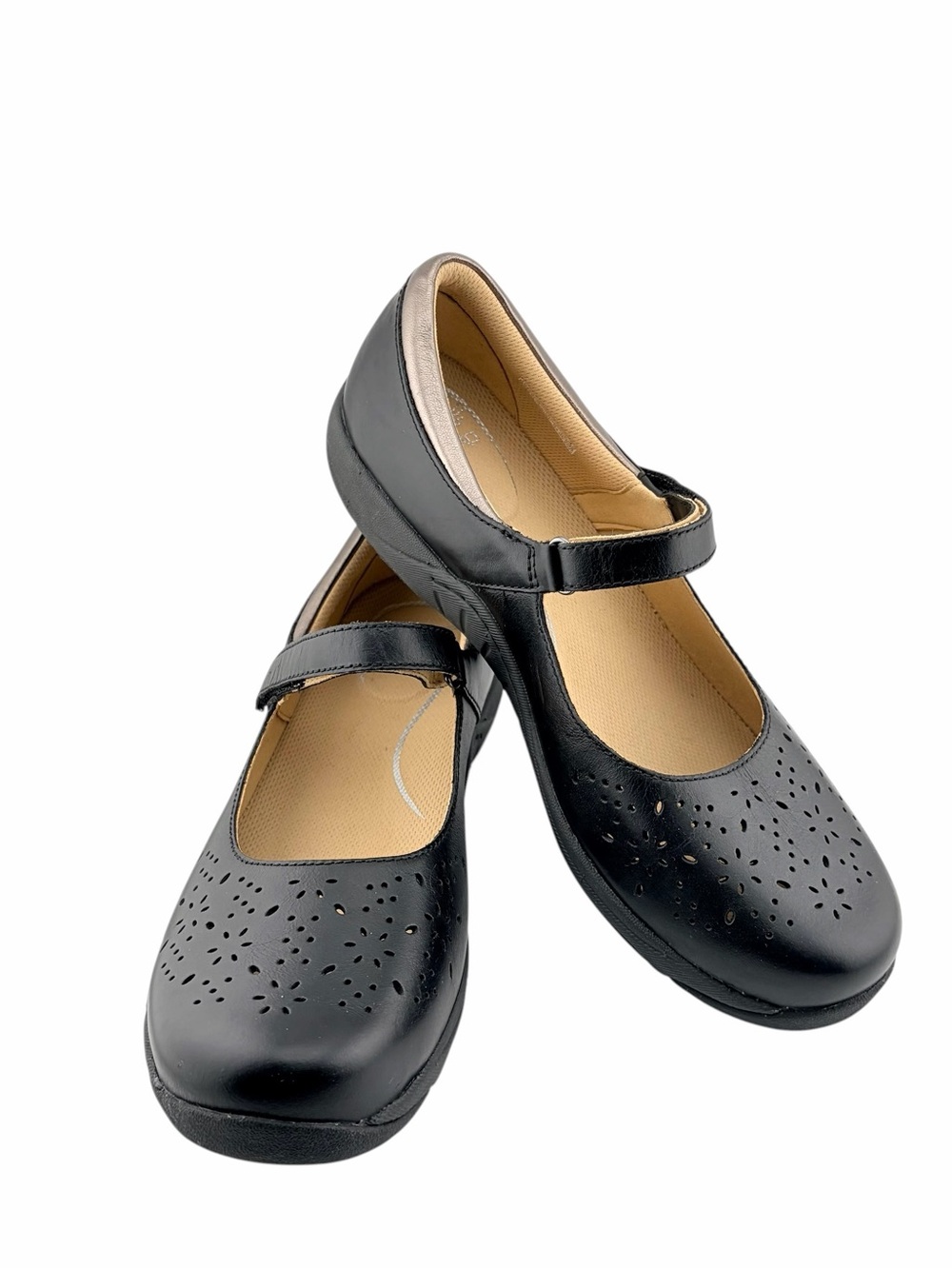 Dansko Stacy Mary Jane Comfort Flats Womens EU42 Black Perforated Leather Shoes